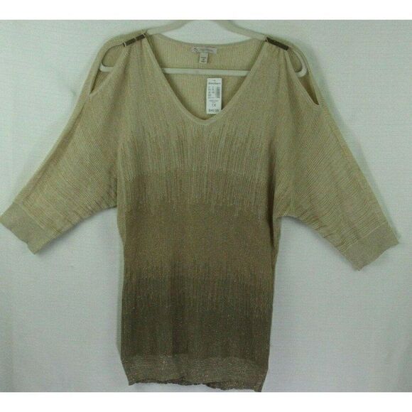 Dressbarn 1X Sweater Gold Pullover - Picture 1 of 10
